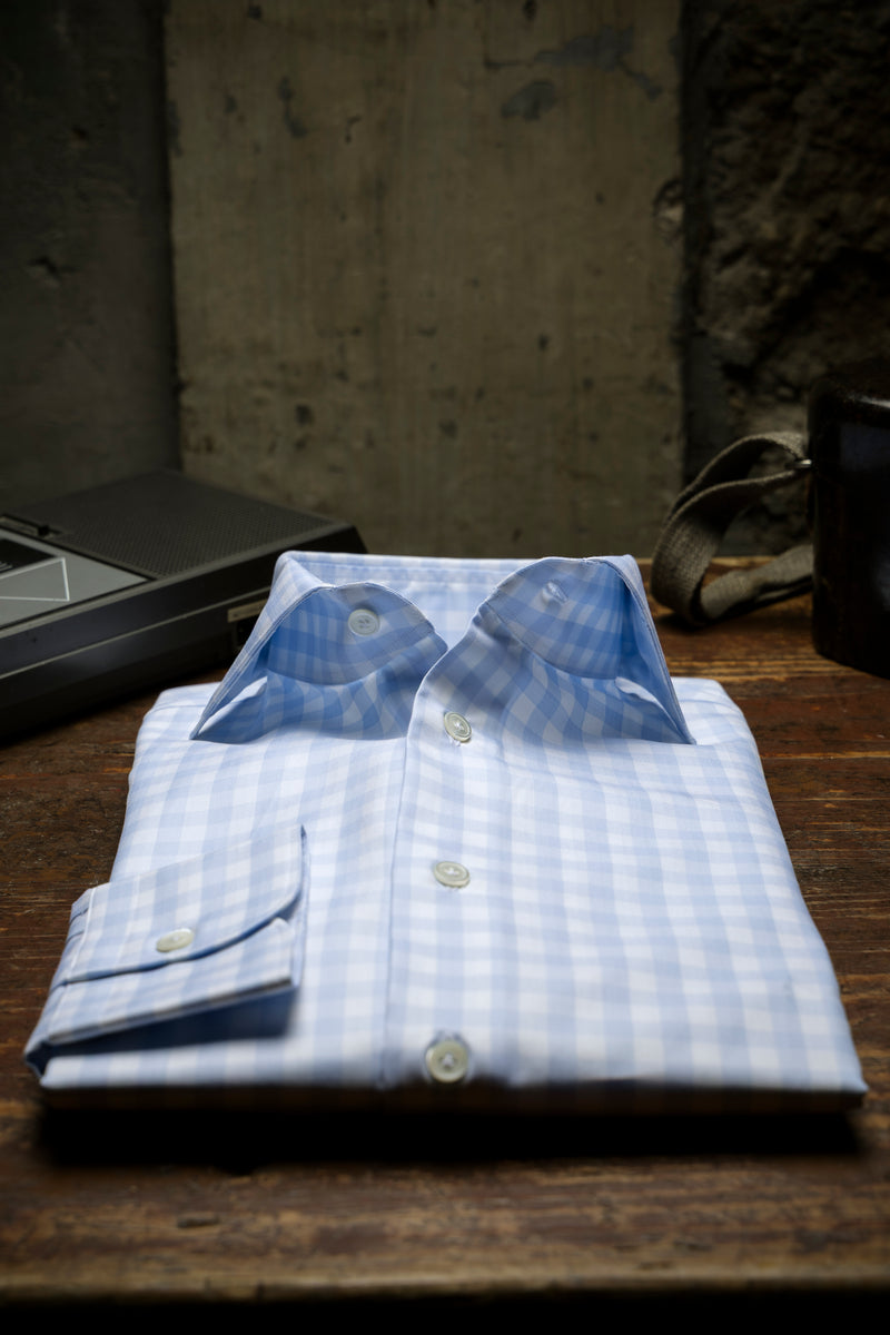 Check Twill Shirt Azure – CORDONE1956