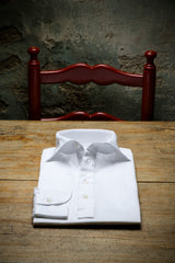 White Linen Blend Polo Shirt Handamde