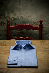 Polo Camicia Lino Cotone Azzurra 