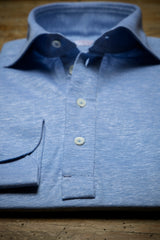 Polo Camicia Lino Cotone Azzurra 