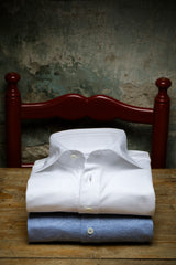 White Linen Blend Polo Shirt Handamde