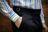 Blue Cotton Summer Trousers Biforcuto