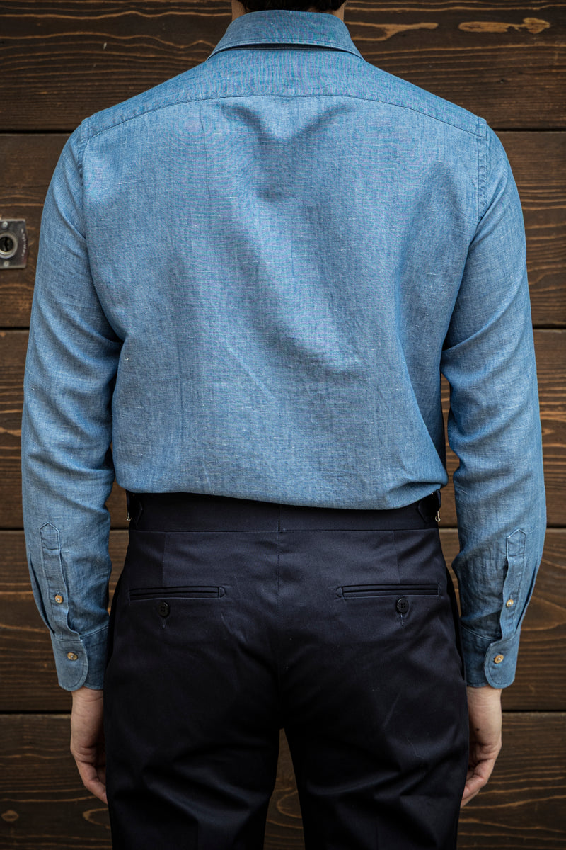 Light Blue Linen Blend Denim shirt