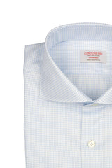 Light Blue Houndstooth Twill Shirt
