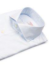 Light Blue Houndstooth Twill Shirt