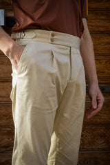 Beige Cotton Summer Trousers Biforcuto