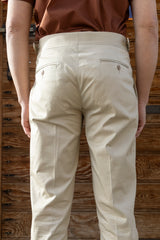 Beige Cotton Summer Trousers Biforcuto