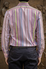 Bold Multi Striped  Multi Color Poplin Shirt Handmade