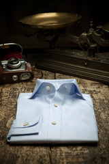 Light Azure Panama Solid Shirt Handmade