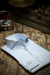 Light Azure Panama Solid Shirt Handmade