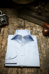 Azure Twill Solid Shirt Handmade