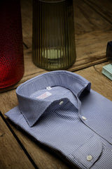 Navy Houndstooth Twill Shirt