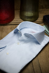 Light Blue Houndstooth Twill Shirt