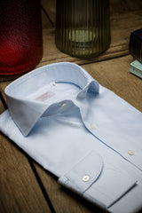 Light Blue Houndstooth Twill Shirt