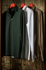 English Green Long Sleeve Interlock Polo