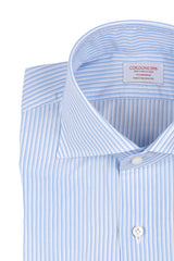 Camicia Righe Larghe Popeline Blue Fatta a Mano