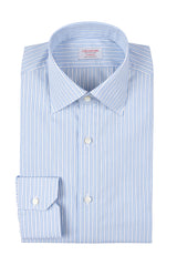 Striped Shirt with Tonal Collar and Cuff front, handmade - Cordone1956 120/2 poplin

