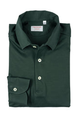 English Green Long Sleeve Interlock Polo