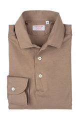 Taupe Long Sleeve Interlock Polo