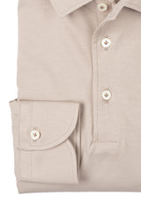 Champagne Long Sleeve Interlock Polo