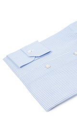 Camicia Righe Larghe Popeline Blue Fatta a Mano