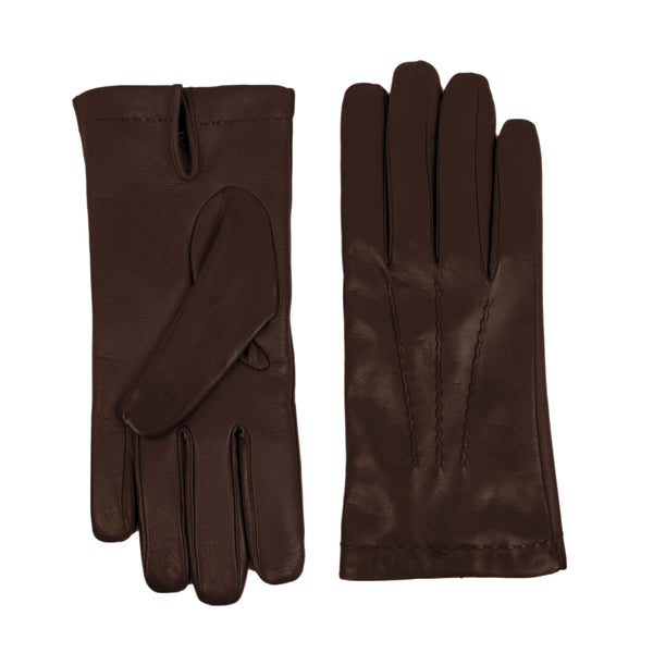 Cashmere Lined Brown Nappa Leather Men's Gloves