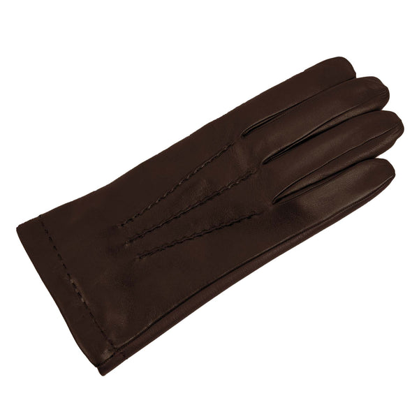 Cashmere Lined Brown Nappa Leather Men's Gloves