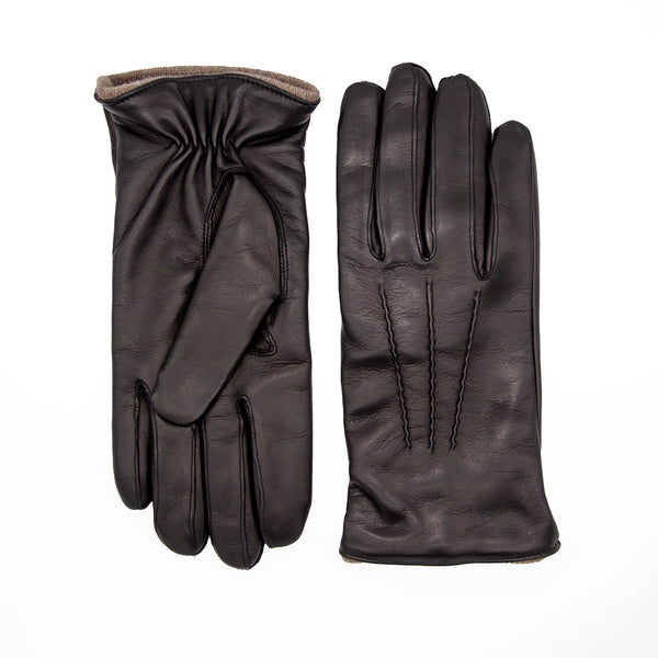 Cashmere Lined Black Nappa Leather Men's Gloves