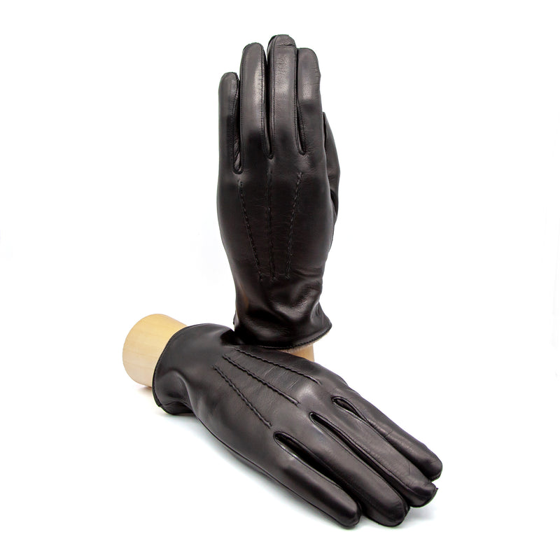 Cashmere Lined Black Nappa Leather Men's Gloves 9/L Cashmere Lined Black Nappa Leather Men's Gloves 9/L