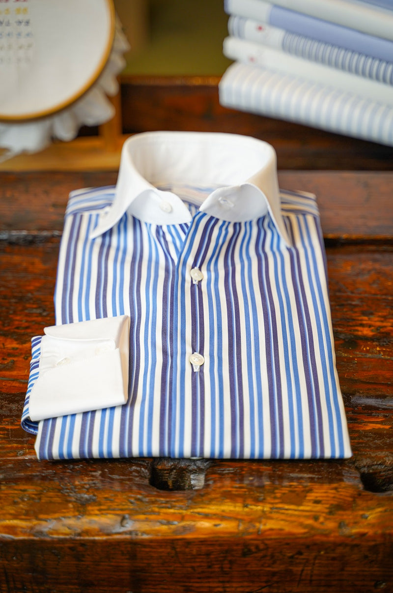 White Collar Striped Popeline Shirt REGULAR FIT / XXL 47 - 19 White Collar Striped Popeline Shirt REGULAR FIT / XXL 47 - 19