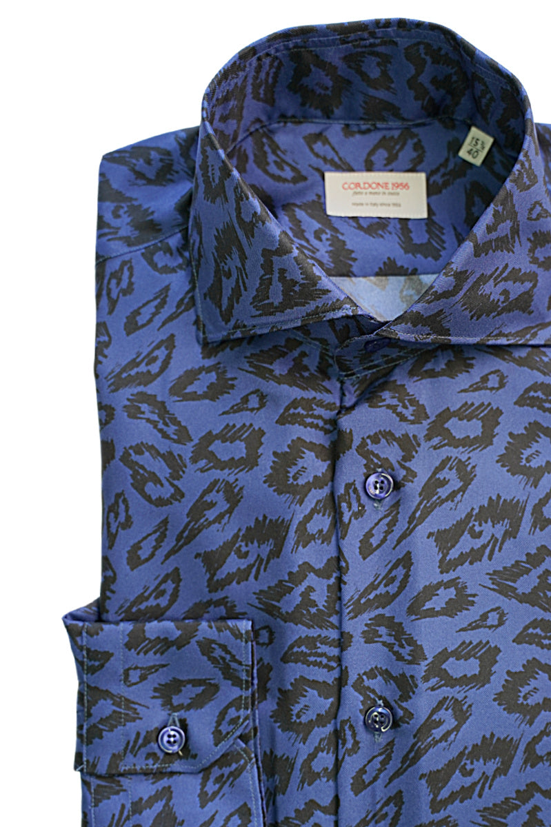 Blue  Silk Shirt- Italian Silk - Handmade in Italy