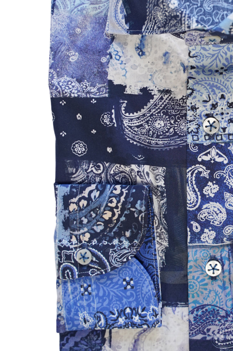 Patchwork Blue- Italian Cotton - Handmade in Italy