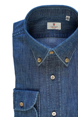 Dark Blue Denim Shirt- Italian Cotton - Handmade in Italy