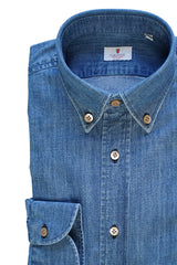 Blue Denim Shirt- Italian Cotton - Handmade in Italy