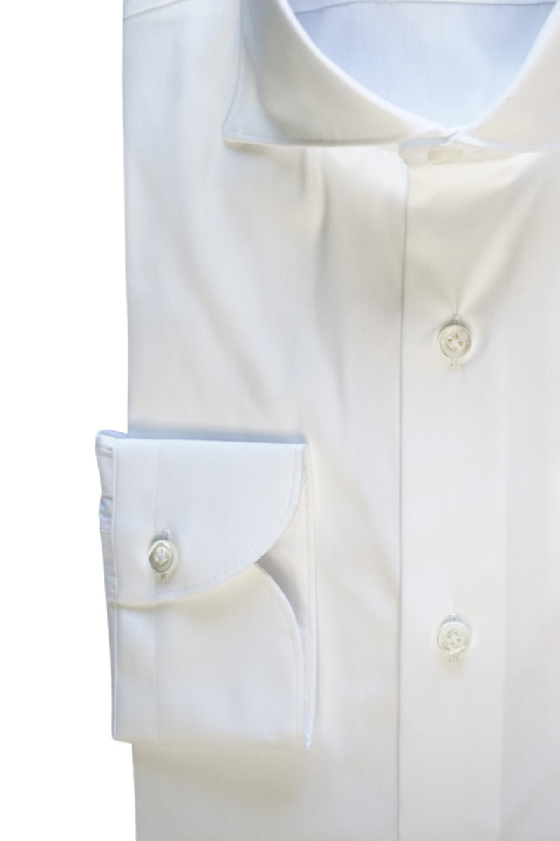 White Stretch Pop Shirt- Italian Cotton - Handmade in Italy - B2B