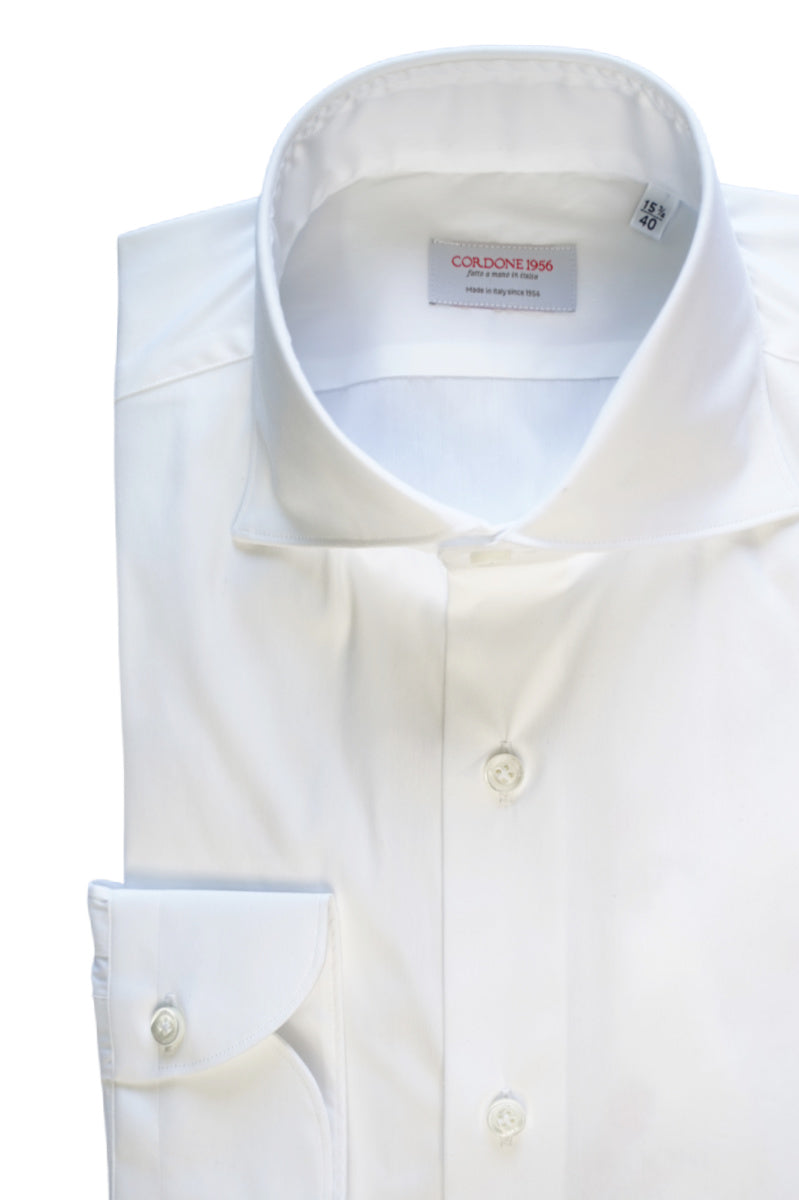 White Stretch Pop Shirt- Italian Cotton - Handmade in Italy