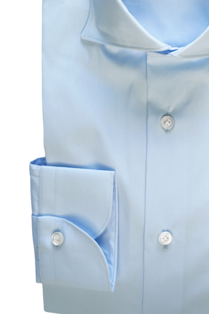 Azure Stretch Pop Shirt - Italian Cotton - Handmade in Italy