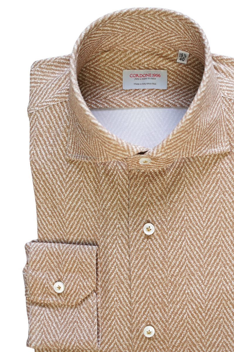 Herringbone  Shirt - Italian Cotton Innovation - Handmade in Italy