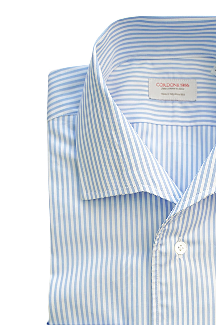 Striped Popeline Azure Capri Collar Shirt – CORDONE1956