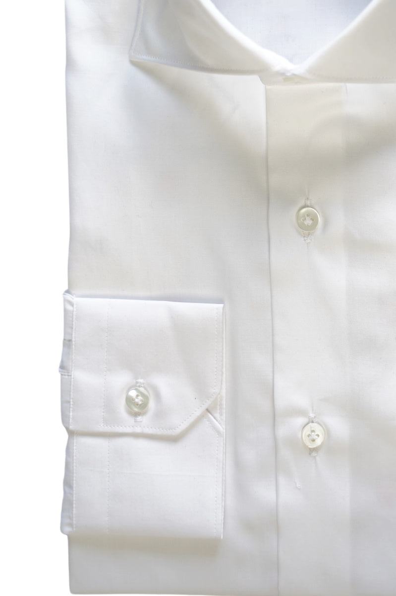 White Light Twill Shirt- Italian Cotton - Handmade in Italy