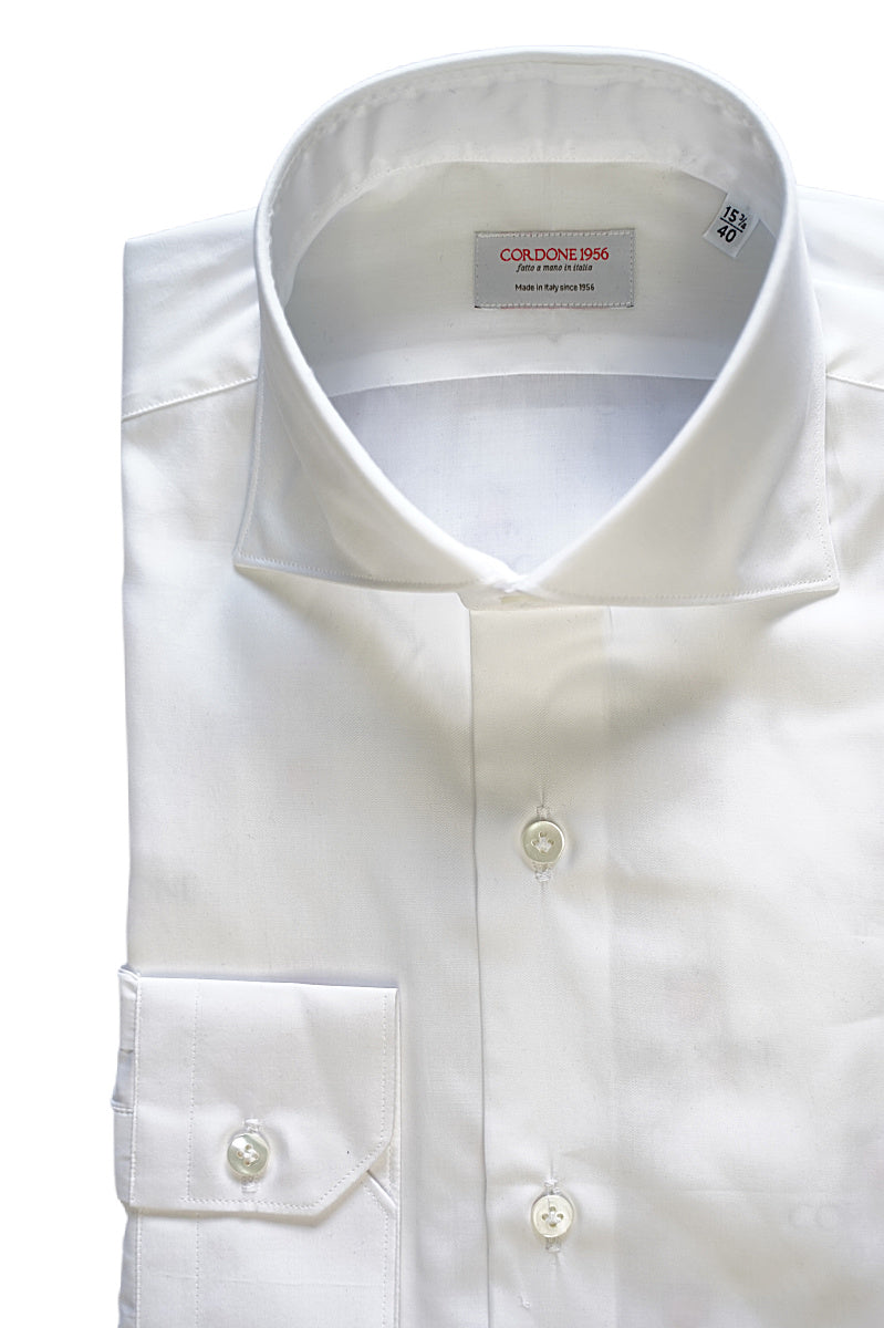 White Light Twill Shirt- Italian Cotton - Handmade in Italy