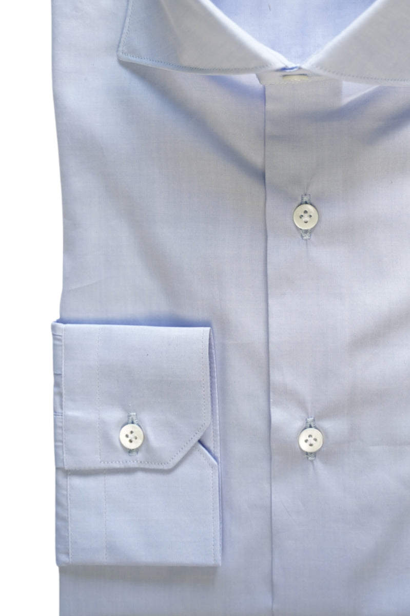 Azure Popeline Shirt- Italian Cotton - Handmade in Italy