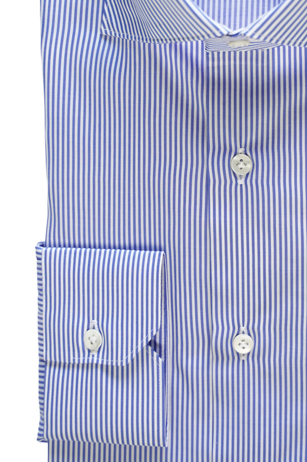 Blue And White Small Stripe- Italian Cotton - Handmade in Italy