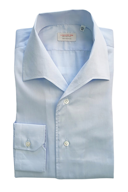 Azure Cotton Capri Collar Shirt- Italian Cotton - Handmade in Italy - VIP