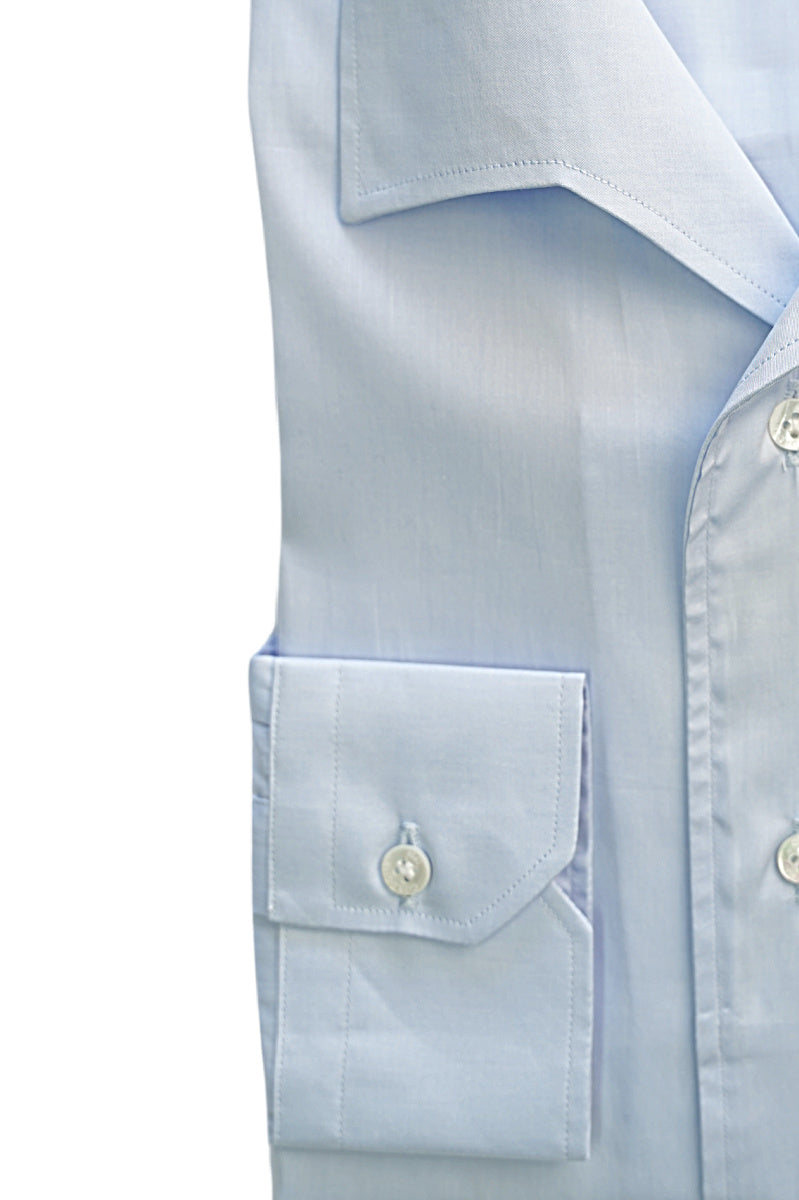 Azure Cotton Capri Collar Shirt- Italian Cotton - Handmade in Italy