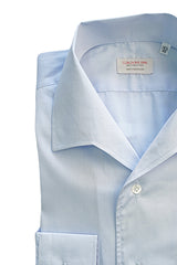 Azure Cotton Capri Collar Shirt- Italian Cotton - Handmade in Italy