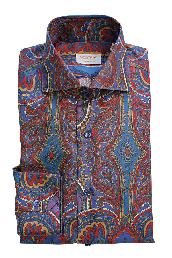 Camicia in seta rossa - Seta italiana - Fatta a mano in Italia