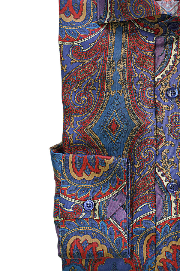 Camicia in seta rossa - Seta italiana - Fatta a mano in Italia