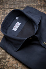 Navy Herringbone Flannel Shirt — Cotton and Tencel | Cordone1956