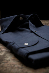 Navy Herringbone Flannel Shirt — Cotton and Tencel | Cordone1956